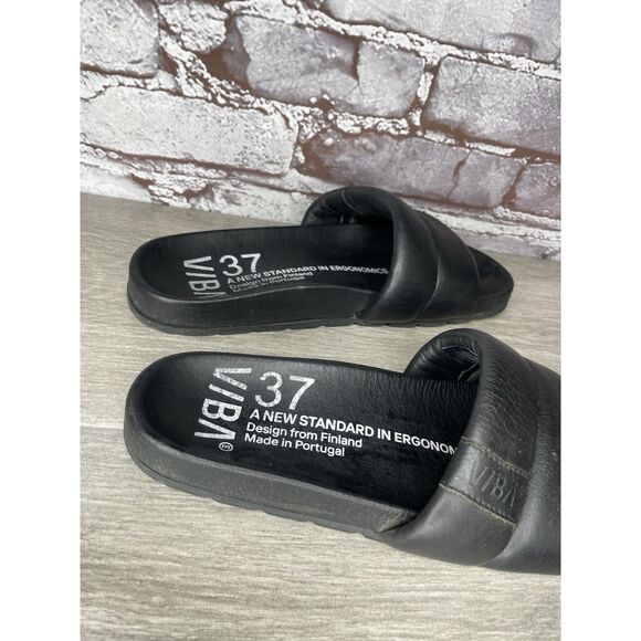 VIBA Porto Preto Black Leather Portugal Slides Sandals Women’s Sz 37EU/6.5M US - Picture 10 of 16
